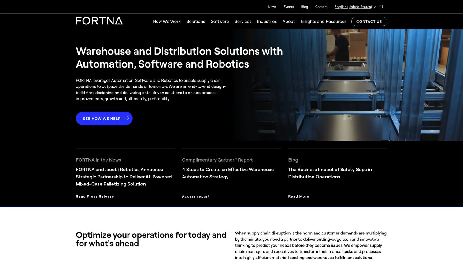 FORTNA OptiSlot DC warehouse slotting software homepage