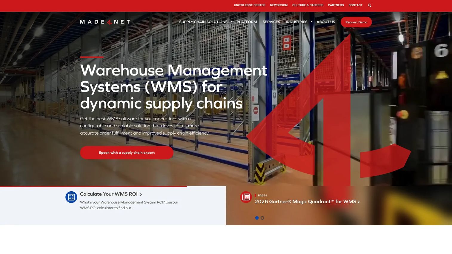 Made4net supply chain execution and warehouse management homepage