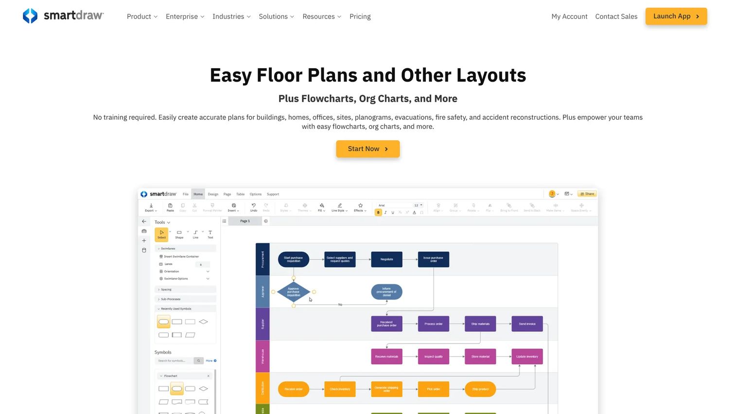 SmartDraw diagramming and floor plan software homepage