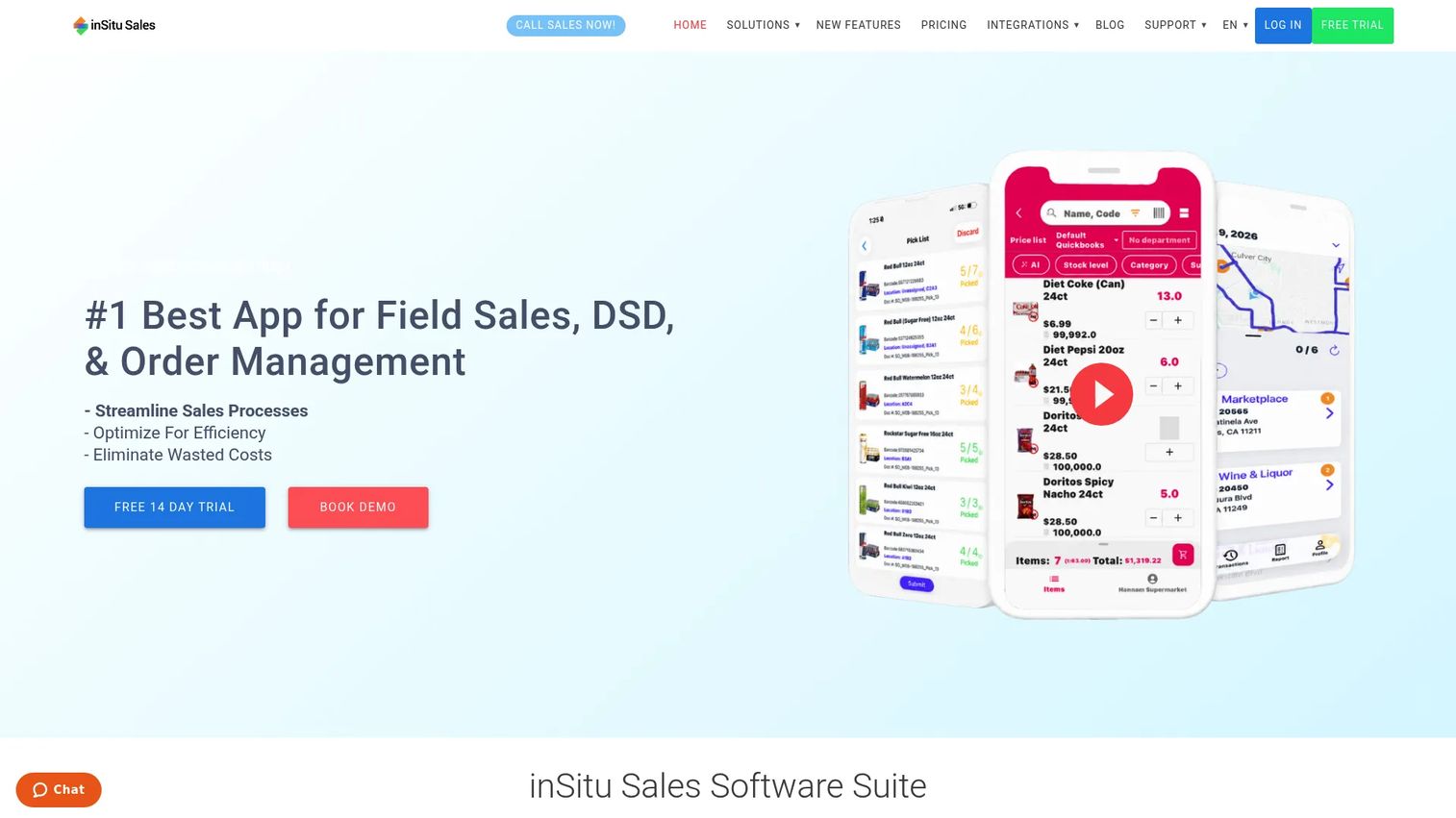 inSitu Sales field sales and delivery software homepage