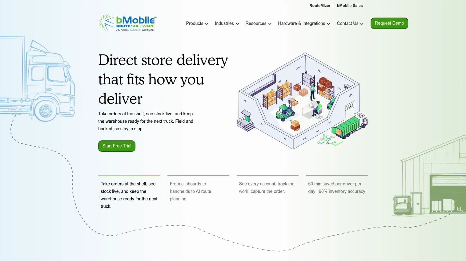 bMobile Route delivery software homepage