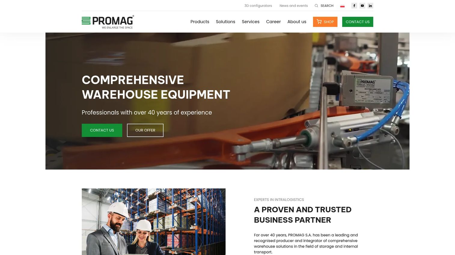 Promag intralogistics and warehouse automation homepage