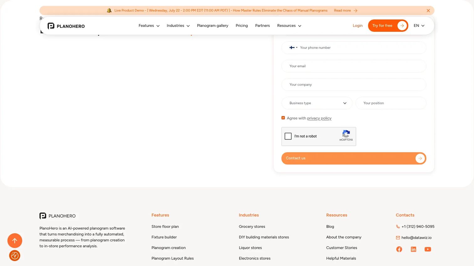 PlanoHero cloud planogram and execution software interface