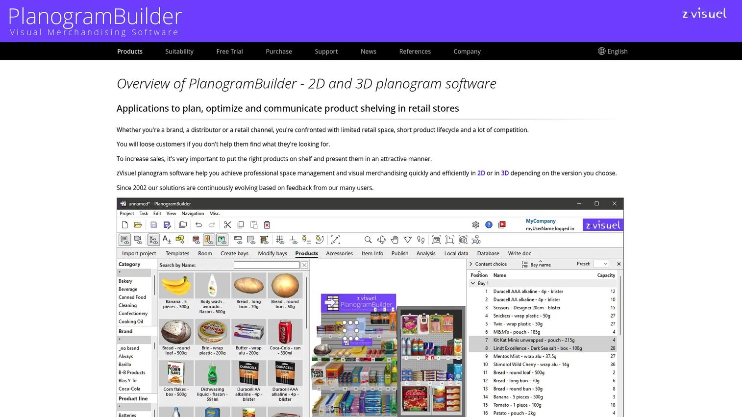 PlanogramBuilder 2D and 3D planogram software interface