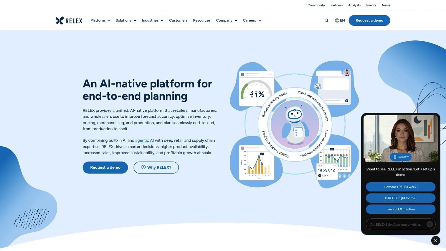 RELEX Solutions retail planning software homepage