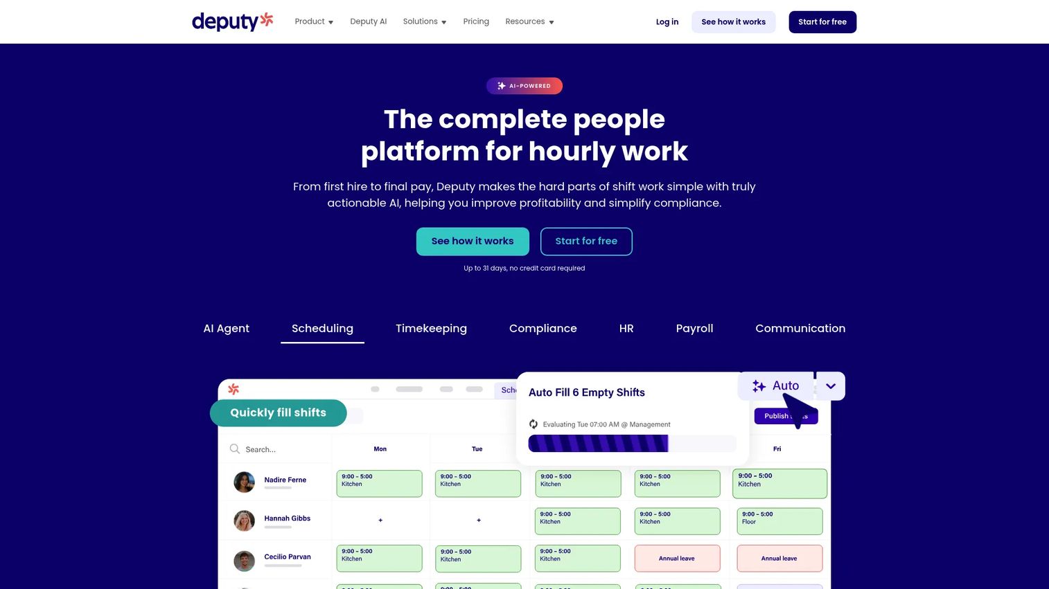 Deputy product page screenshot