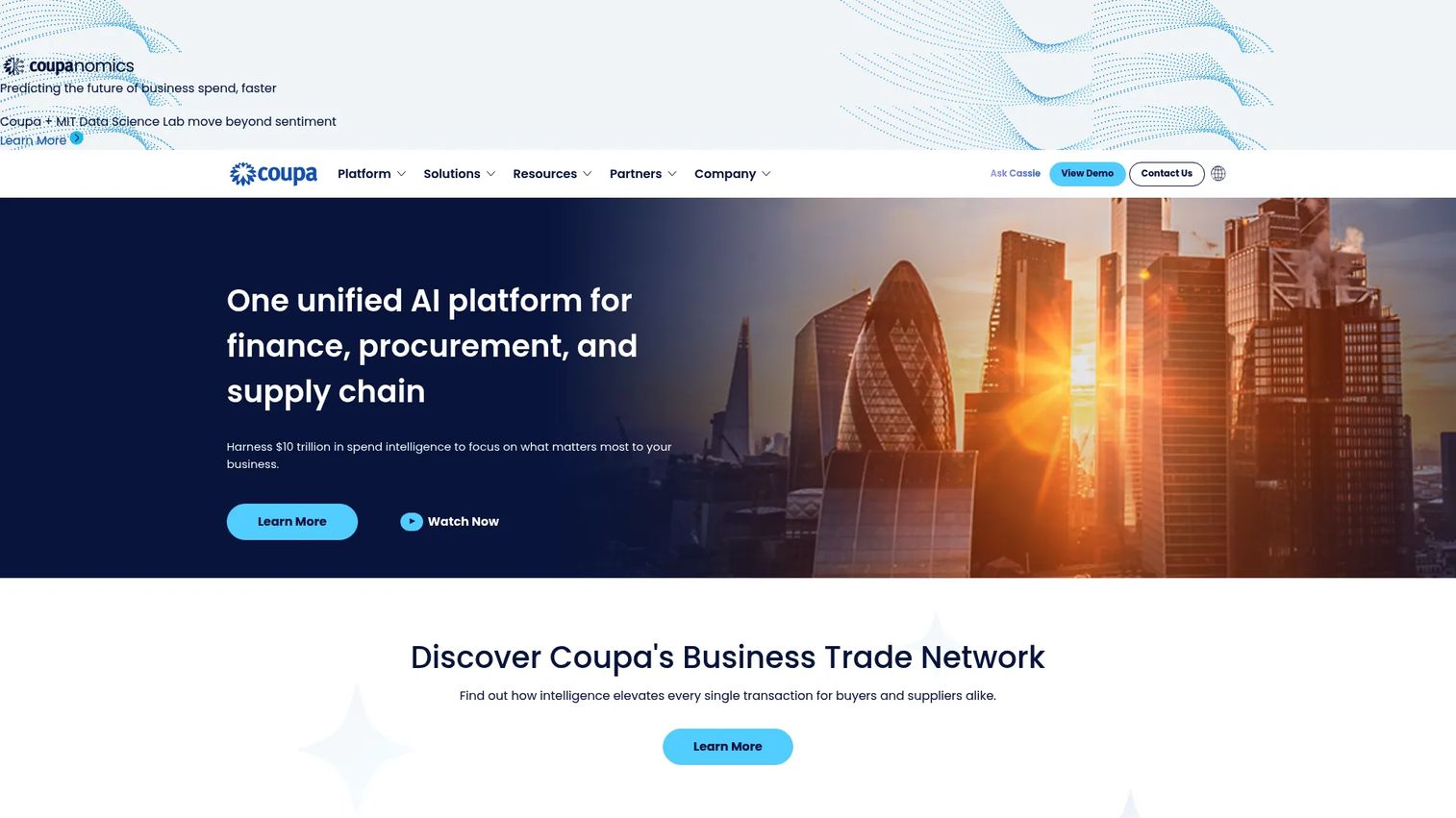 Coupa Category Strategy platform homepage
