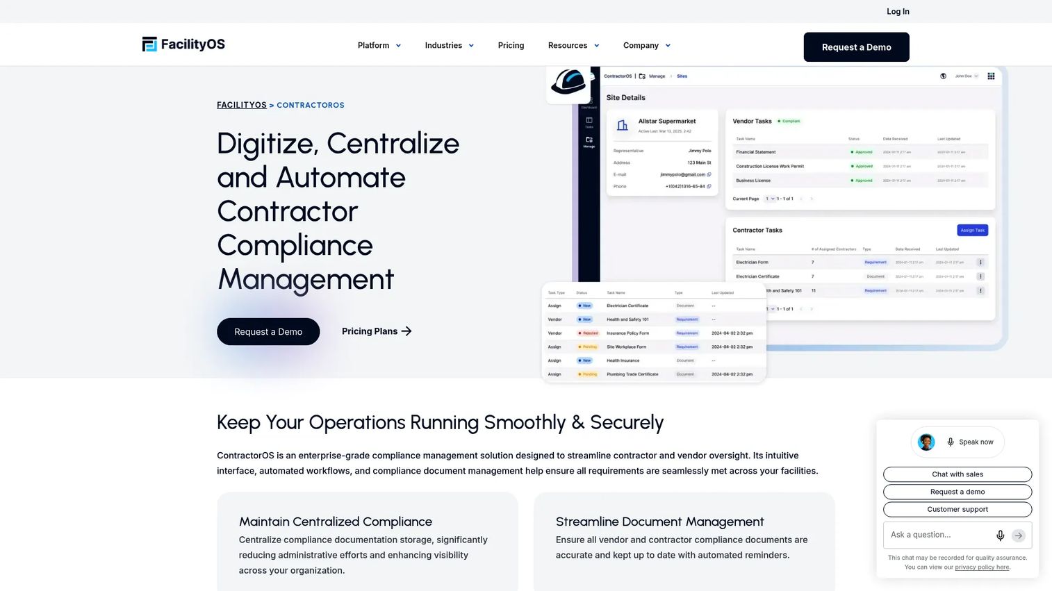 ContractorOS contractor compliance management dashboard