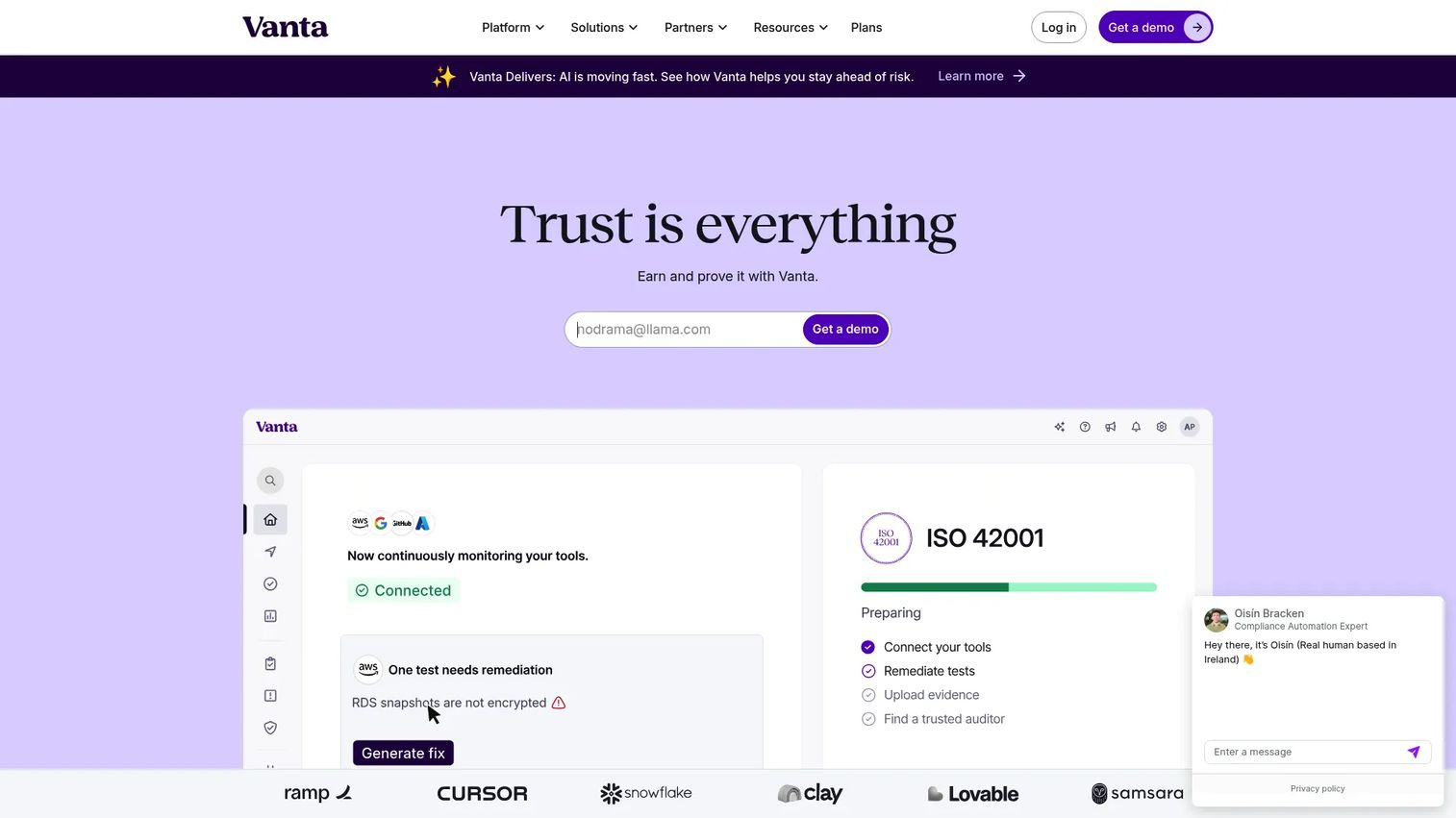 Vanta trust and compliance automation platform