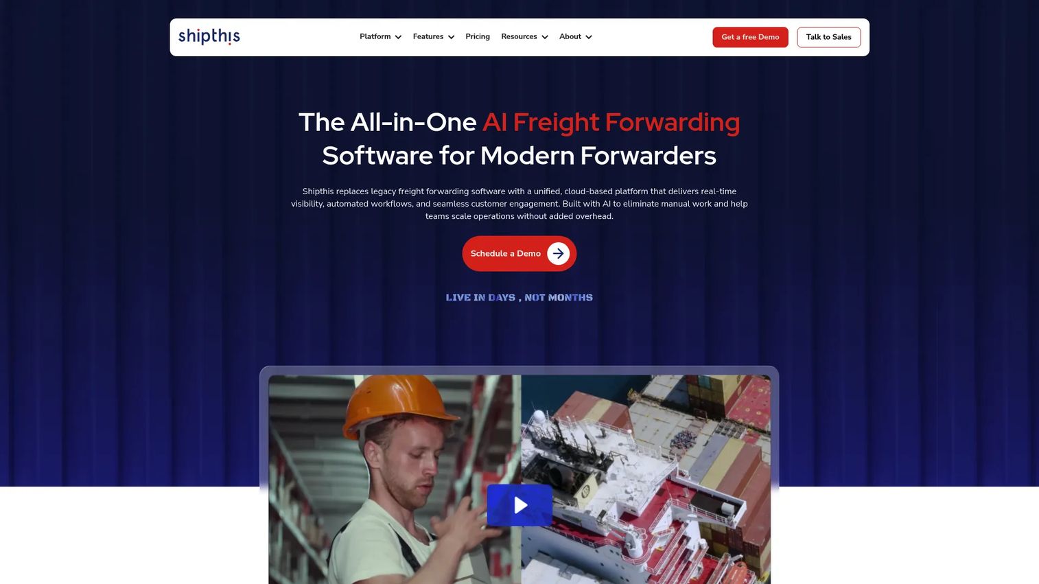 Shipthis freight forwarding operations platform homepage