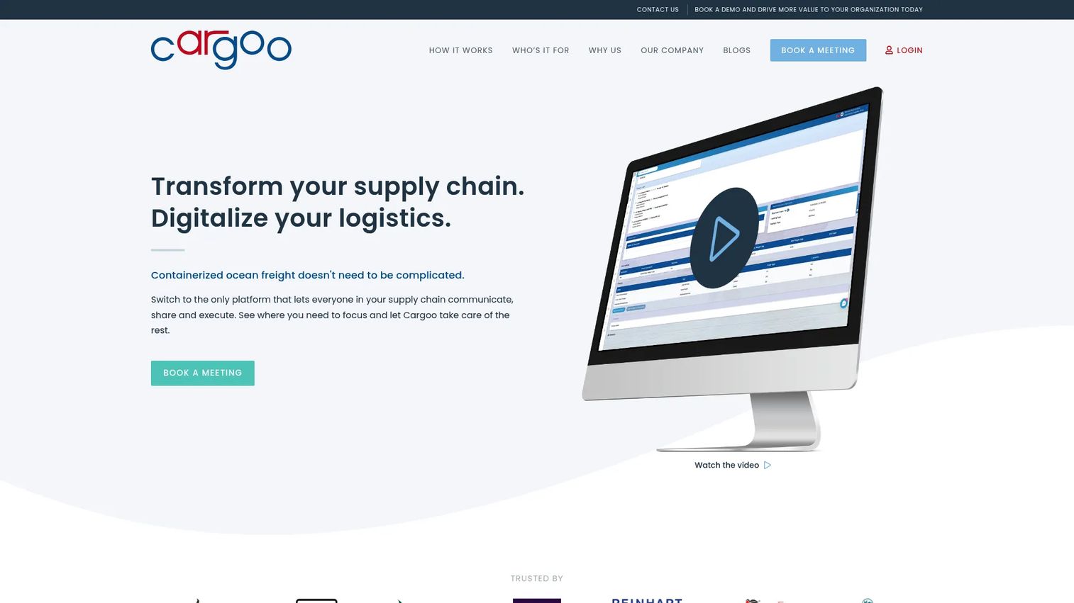 Cargoo collaborative ocean freight management platform homepage