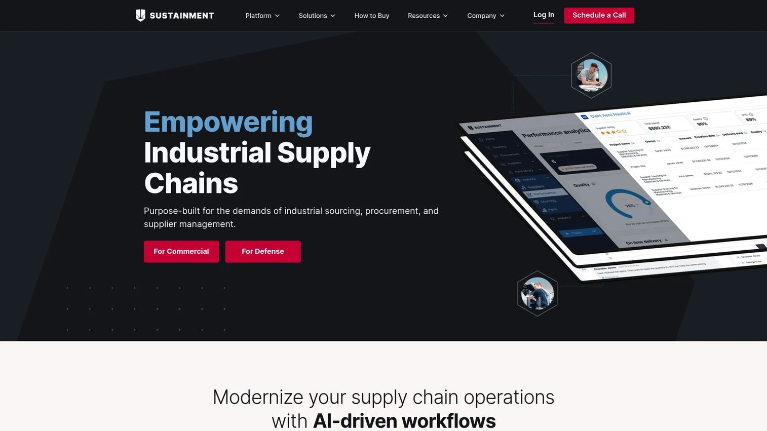 Sustainment strategic sourcing software for manufacturers homepage