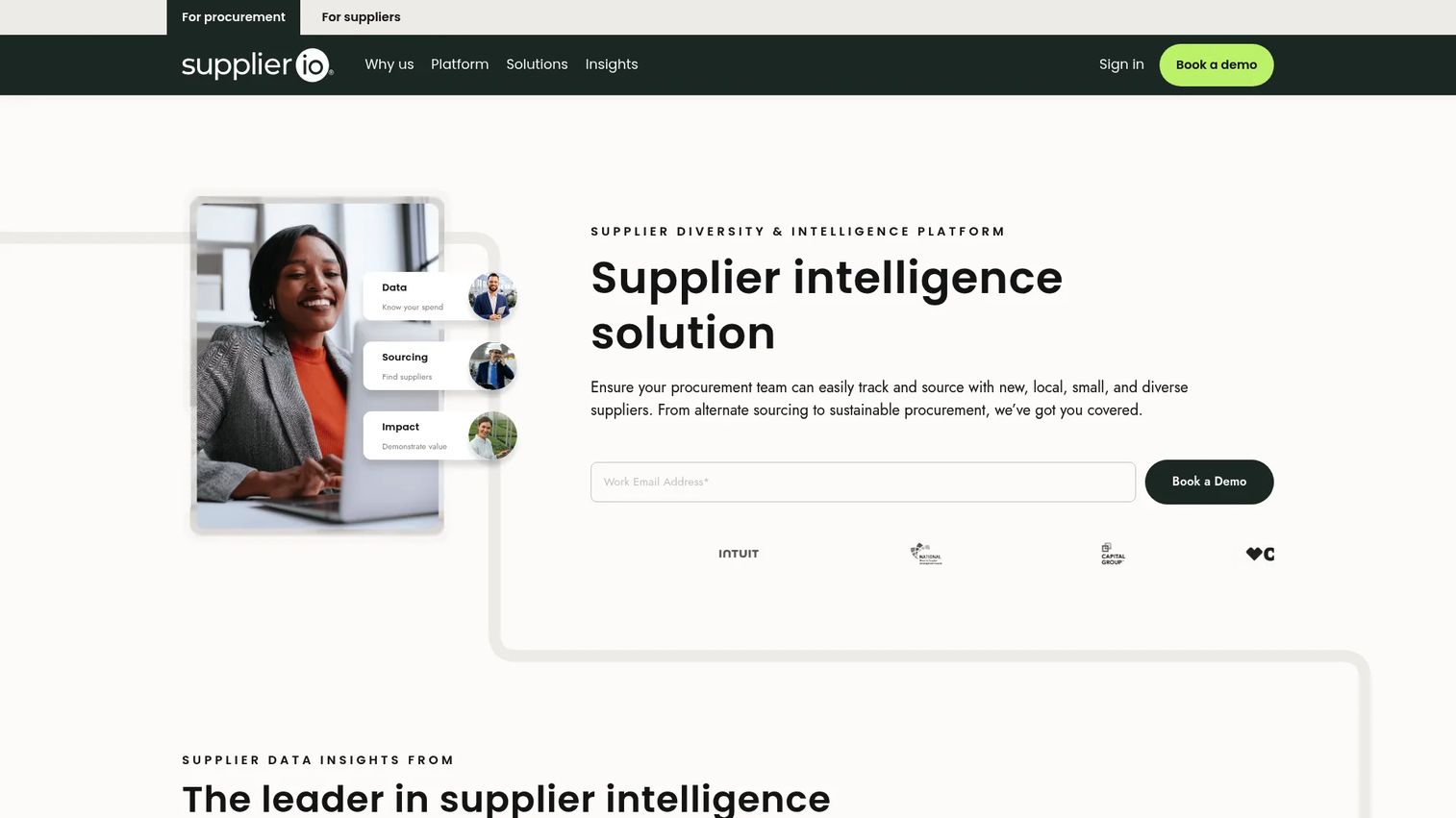TealBook supplier data platform homepage