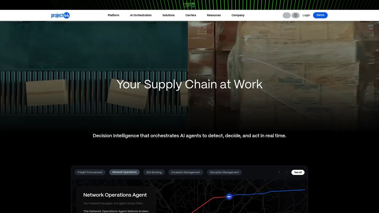project44 supply chain visibility platform homepage