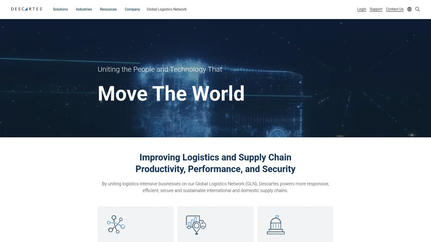 Descartes logistics and supply chain software homepage