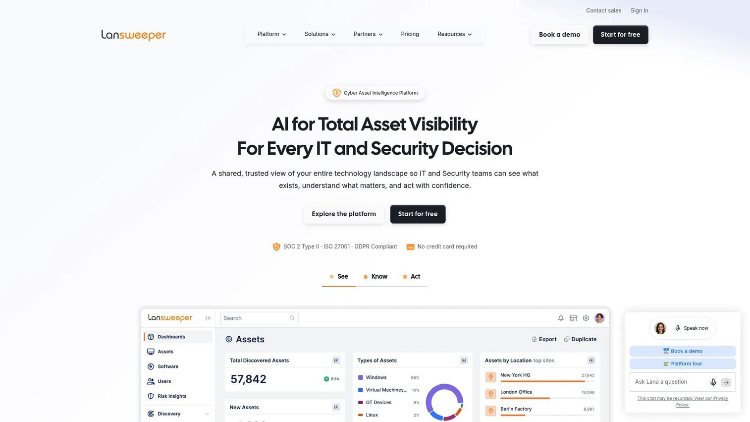 Lansweeper technology asset intelligence platform homepage