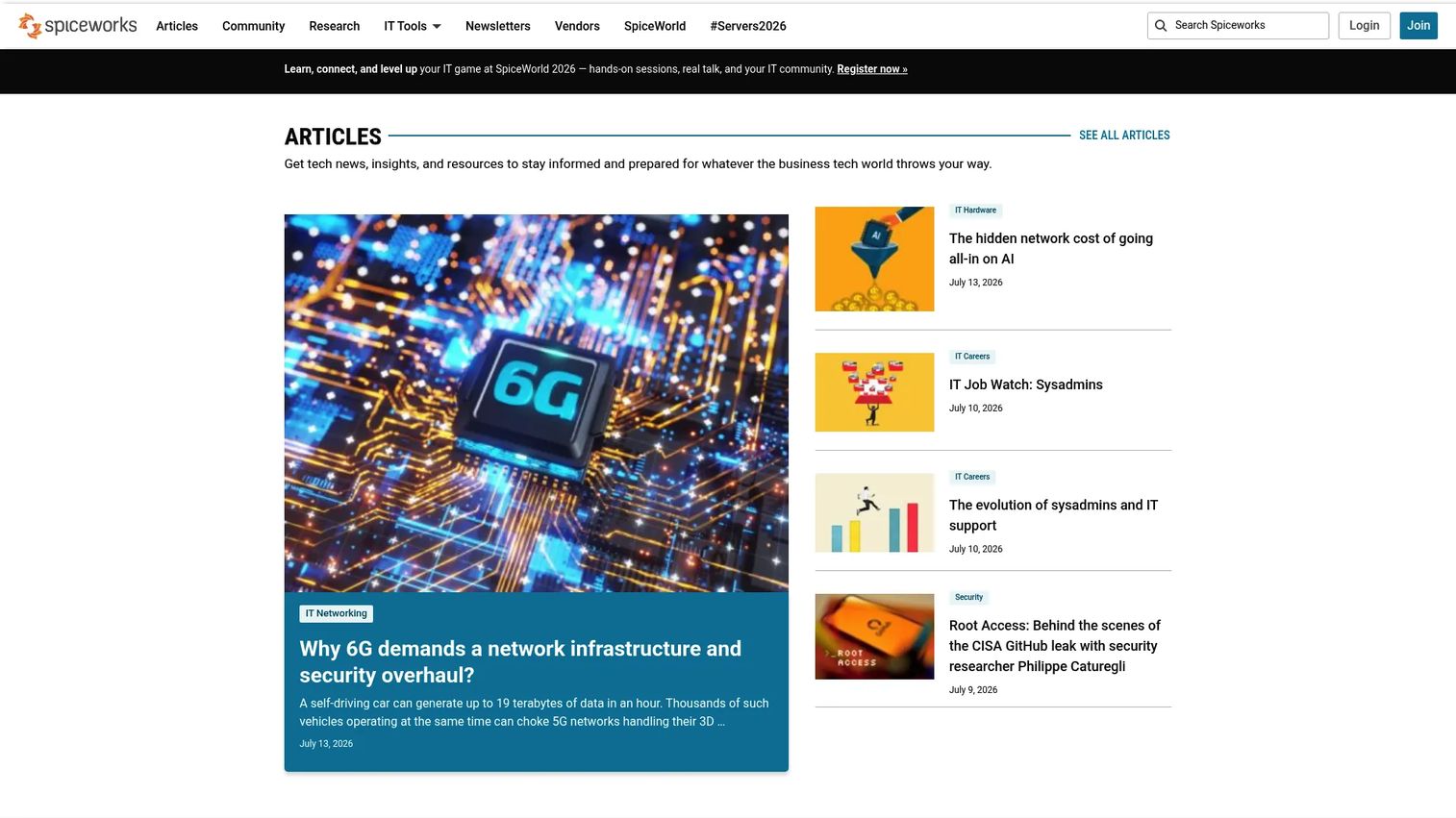 Spiceworks IT help desk and inventory software homepage