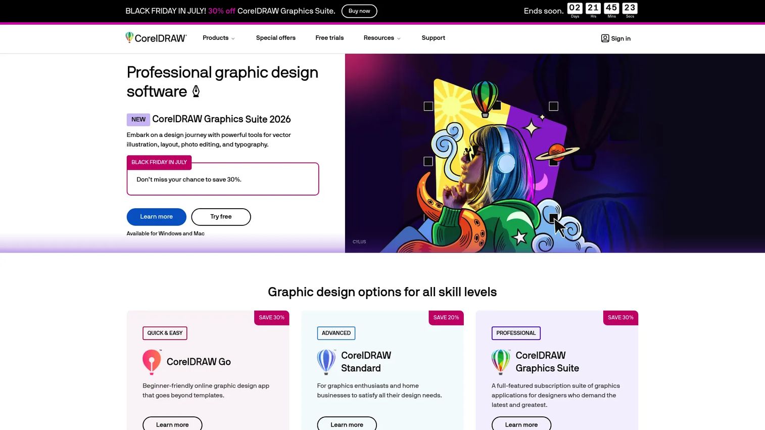 CorelDRAW Graphics Suite design interface