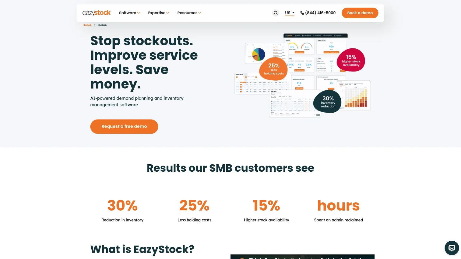 EazyStock cloud inventory optimization software homepage