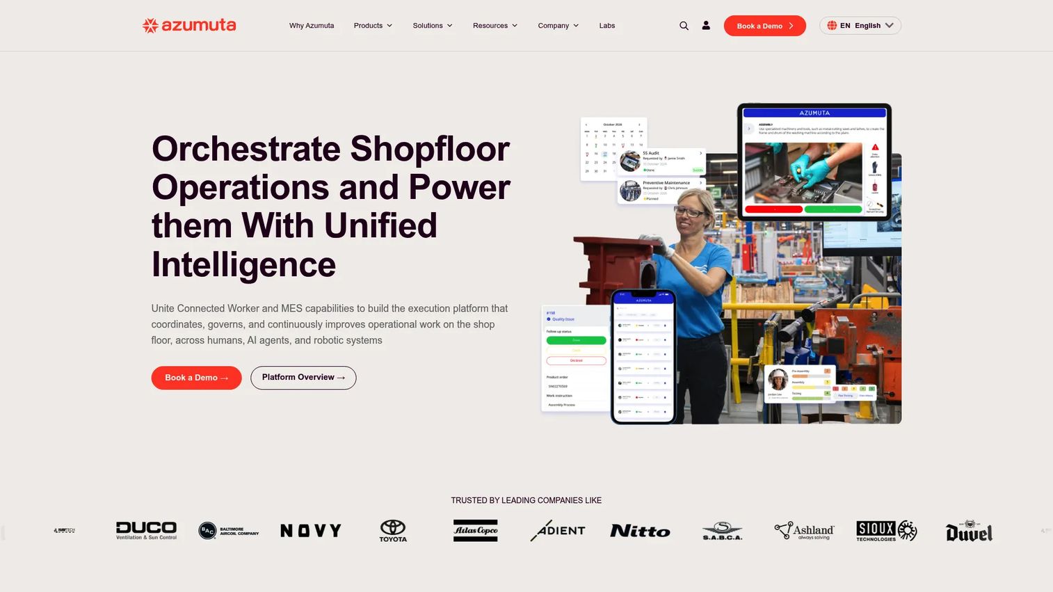 Azumuta shop-floor execution platform interface