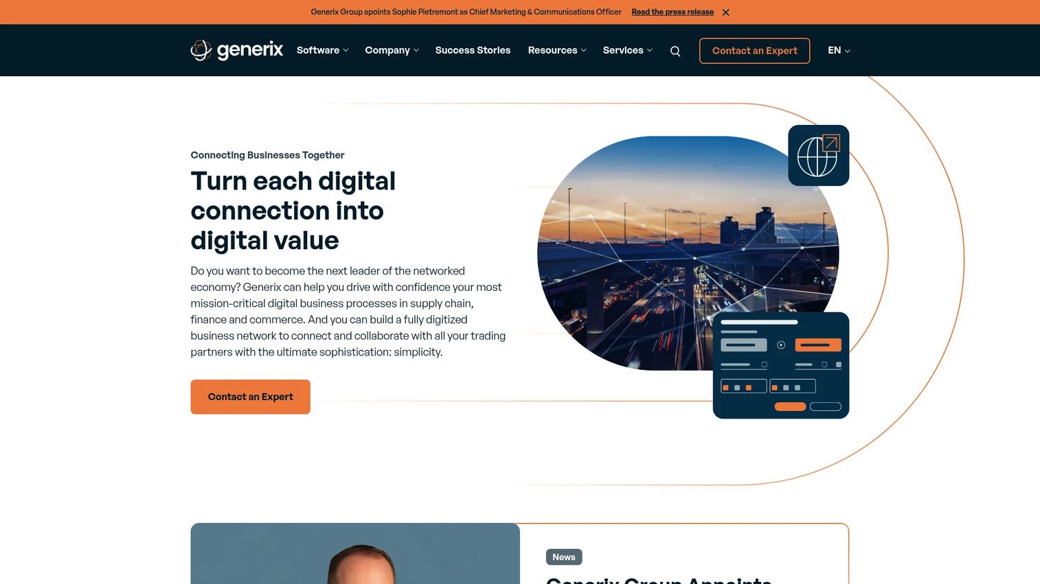 Generix supply chain execution and SaaS platform homepage
