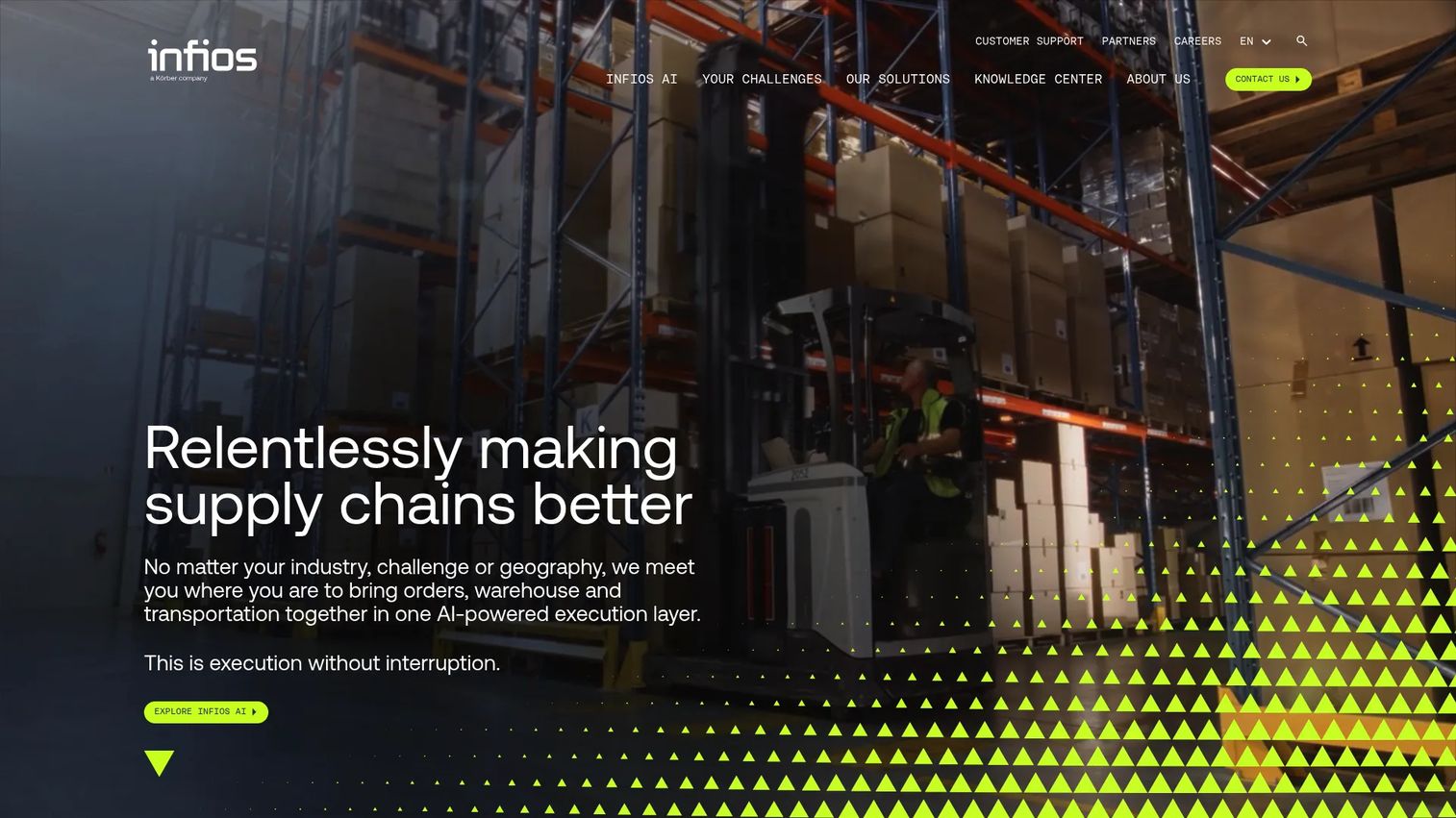 Infios supply chain execution software homepage