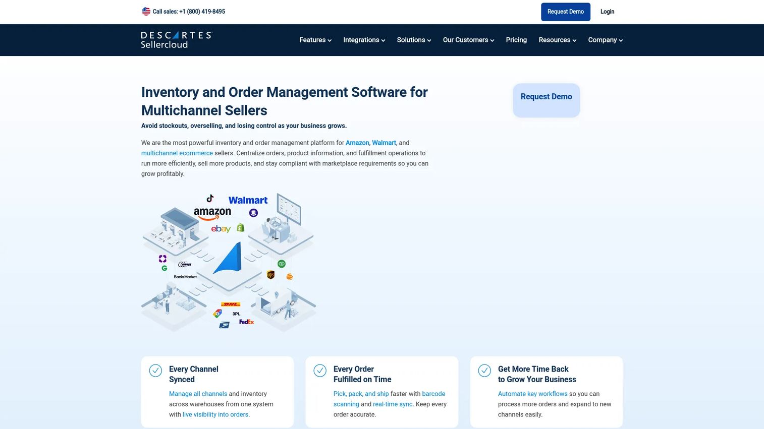 Descartes Sellercloud omnichannel commerce homepage