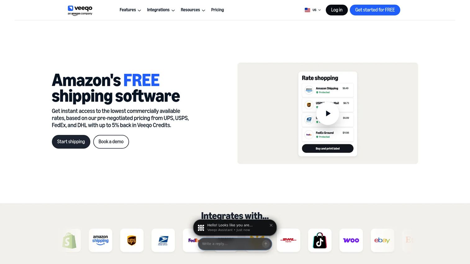 Veeqo ecommerce shipping and inventory homepage