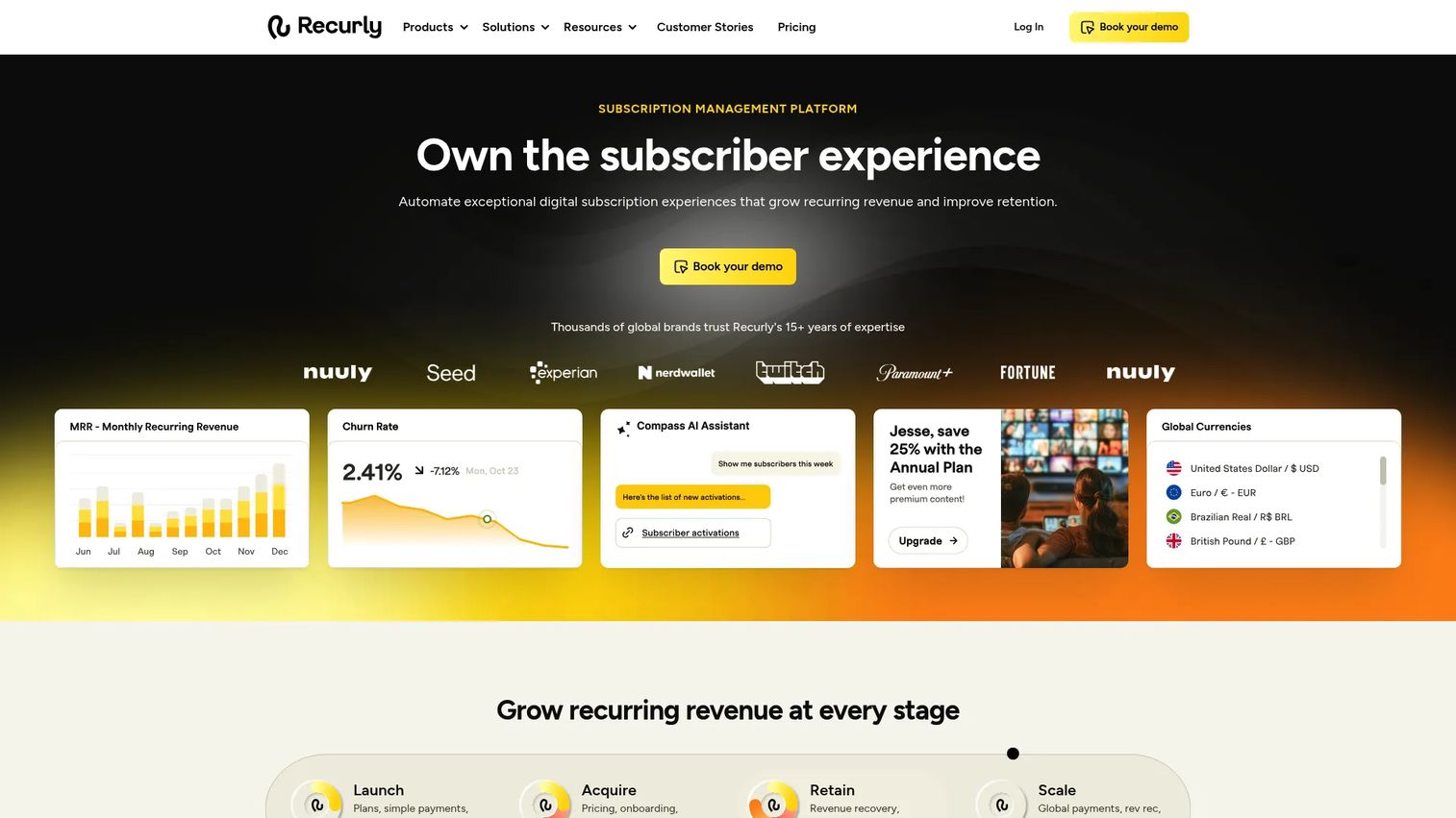 Recurly subscription management and recurring billing platform