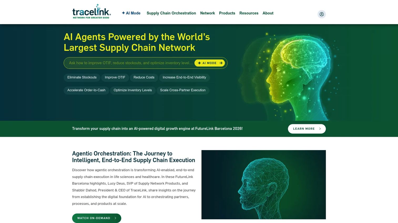 TraceLink life sciences supply chain network platform homepage