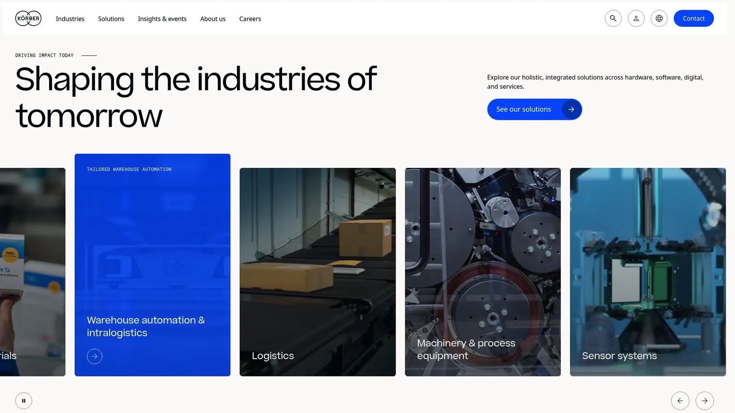 Körber integrated manufacturing and supply chain solutions homepage