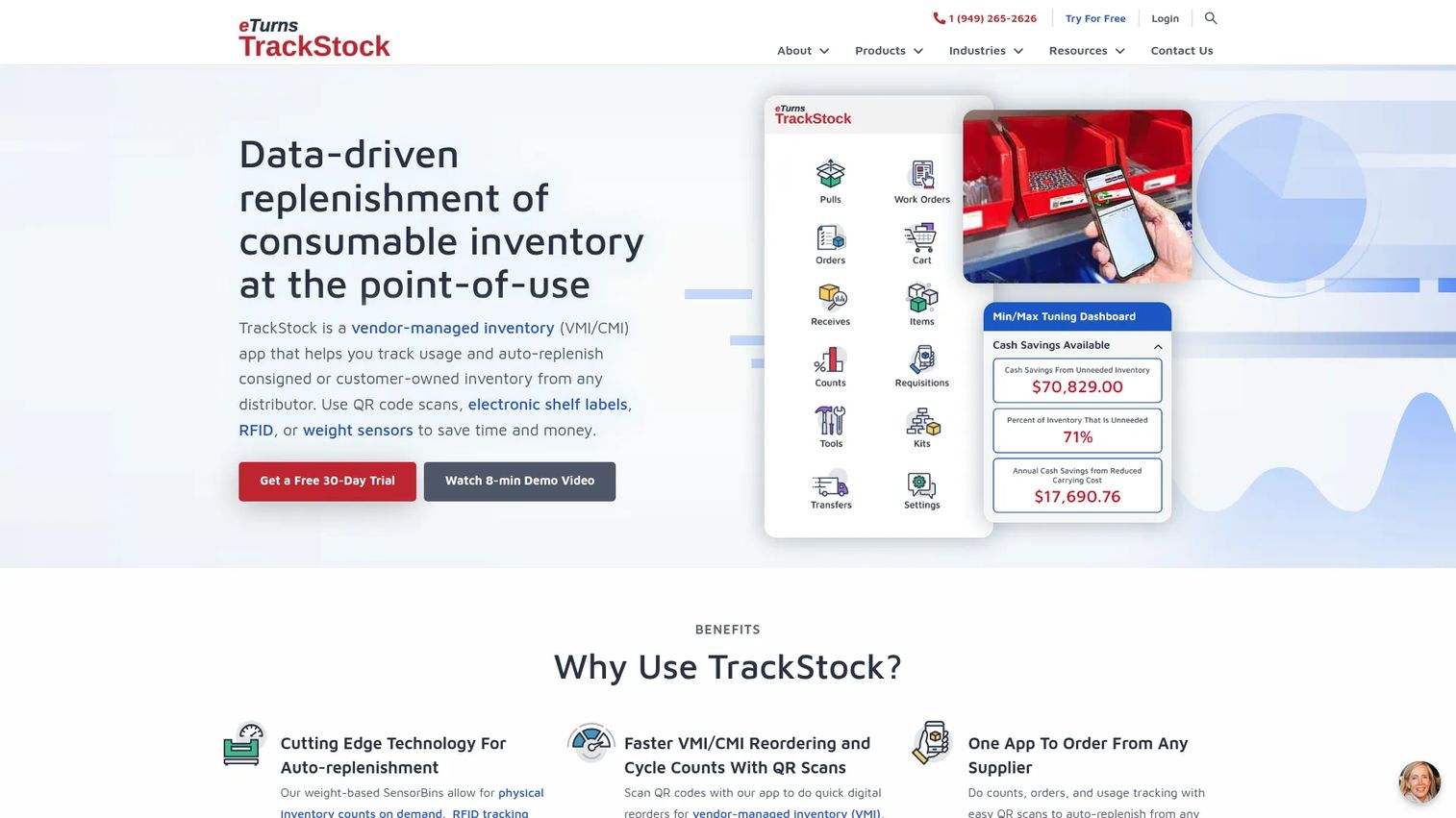 eTurns TrackStock inventory replenishment app