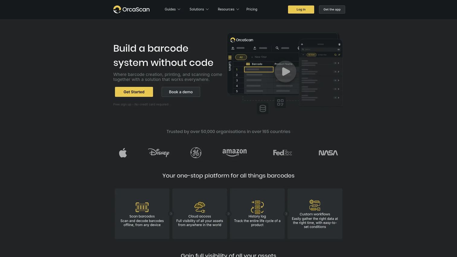 Orca Scan no-code barcode tracking interface