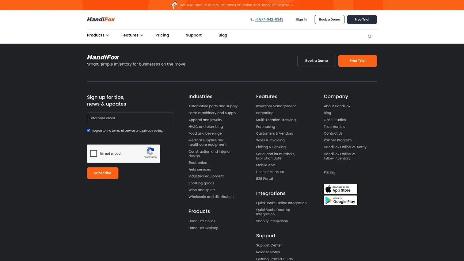 HandiFox inventory management dashboard
