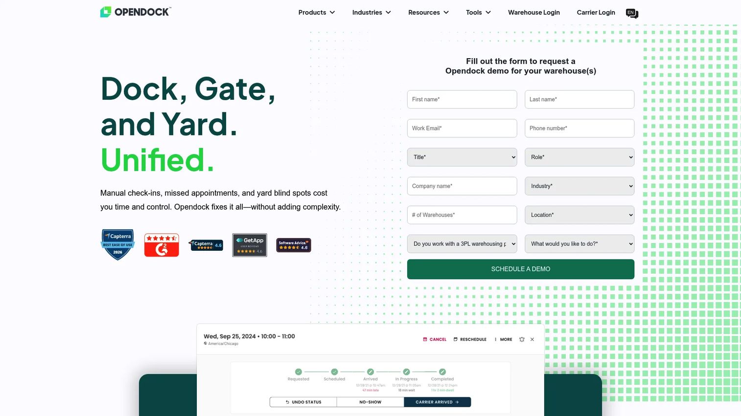 Opendock dock, gate, and yard management software
