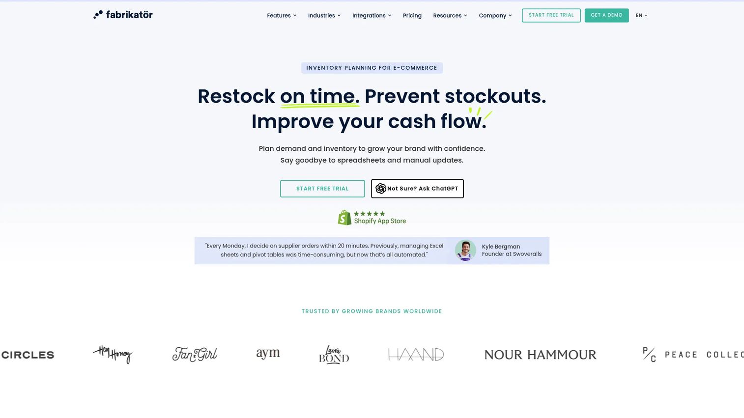 Fabrikator inventory planning and replenishment for Shopify
