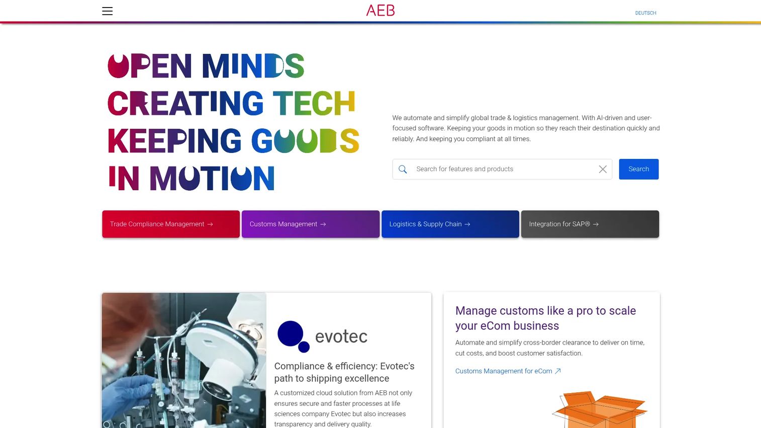 AEB Cold Storage WMS product page for cold chain logistics