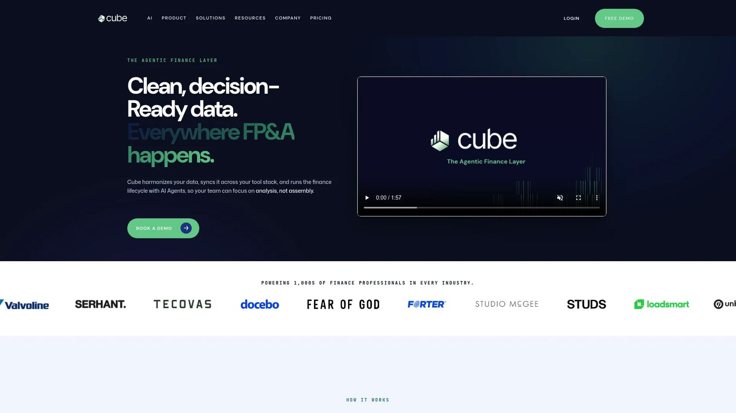 Cube spreadsheet-native FP&A platform homepage