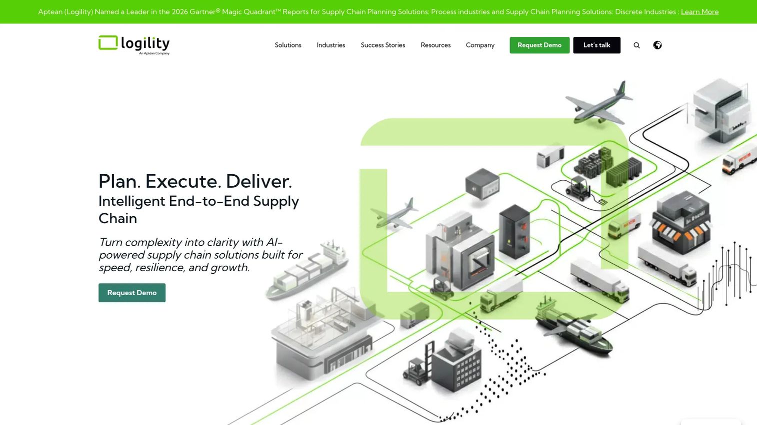 Logility Solutions supply chain planning platform homepage