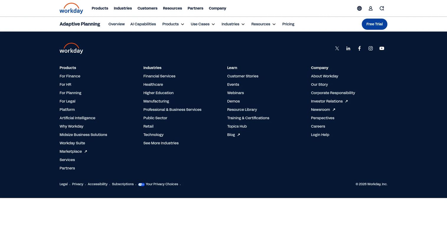 Workday Adaptive Planning cloud planning and forecasting platform homepage