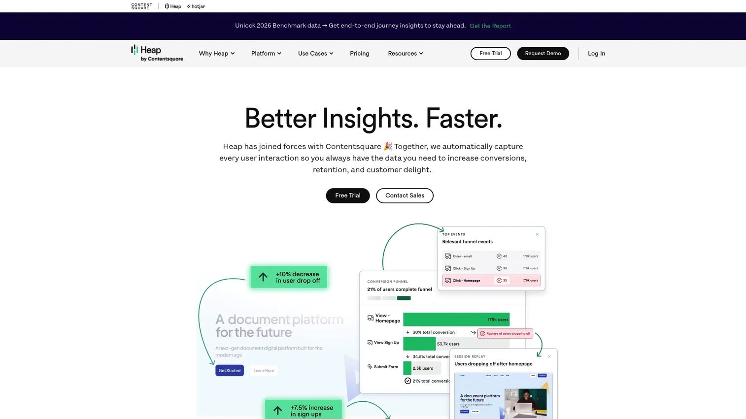 Heap digital insights and product analytics platform homepage