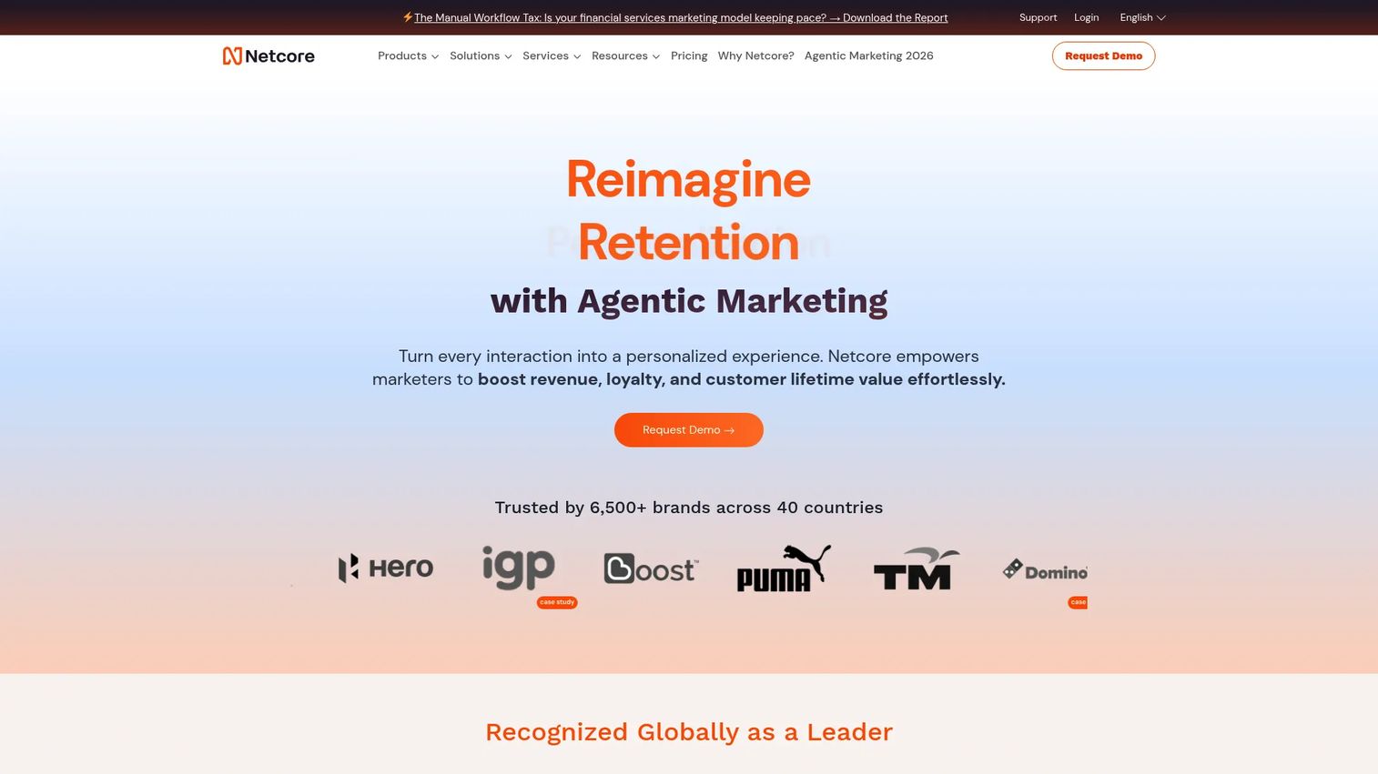 Netcore Cloud omnichannel engagement platform homepage