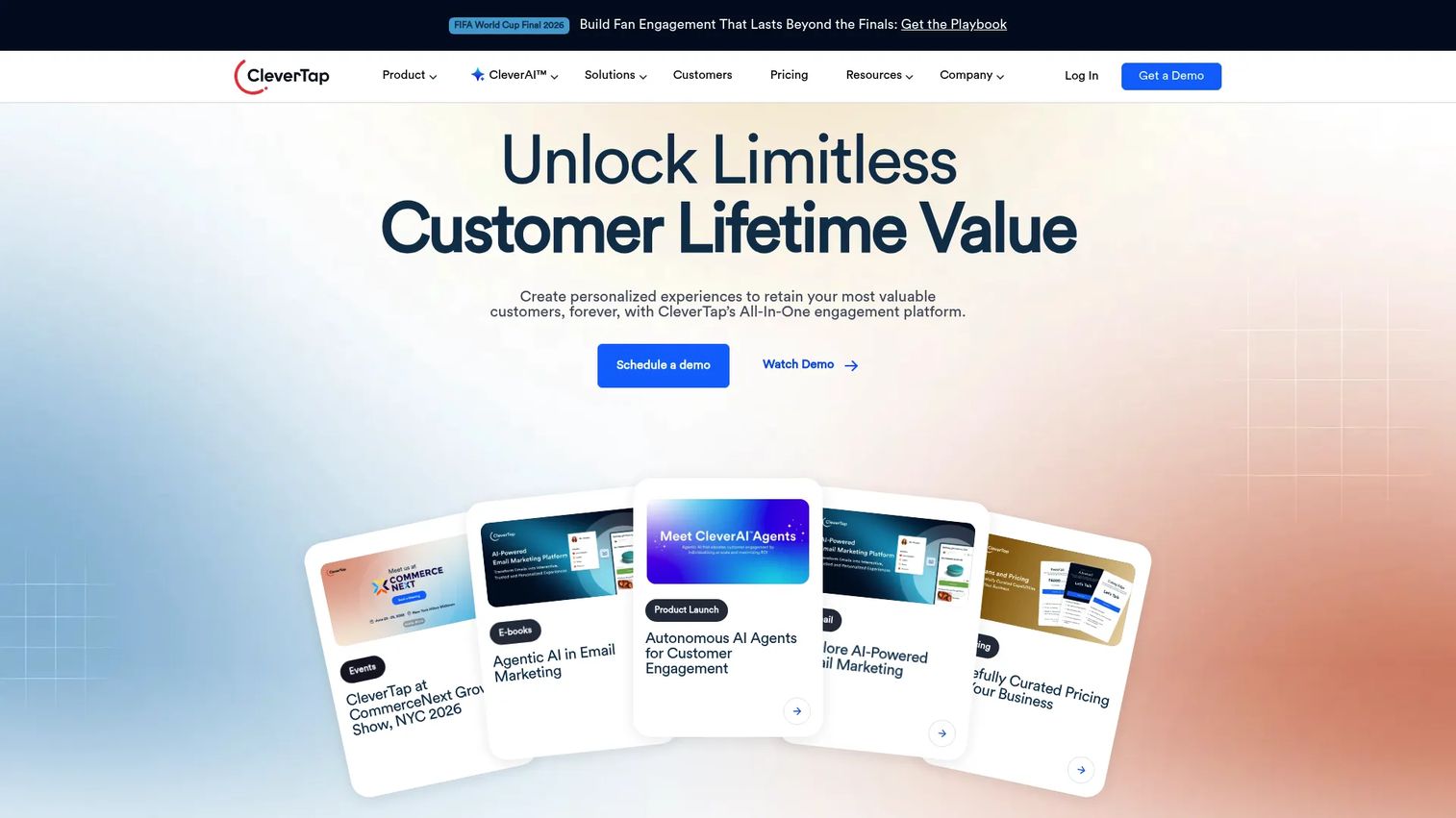 CleverTap mobile engagement platform homepage
