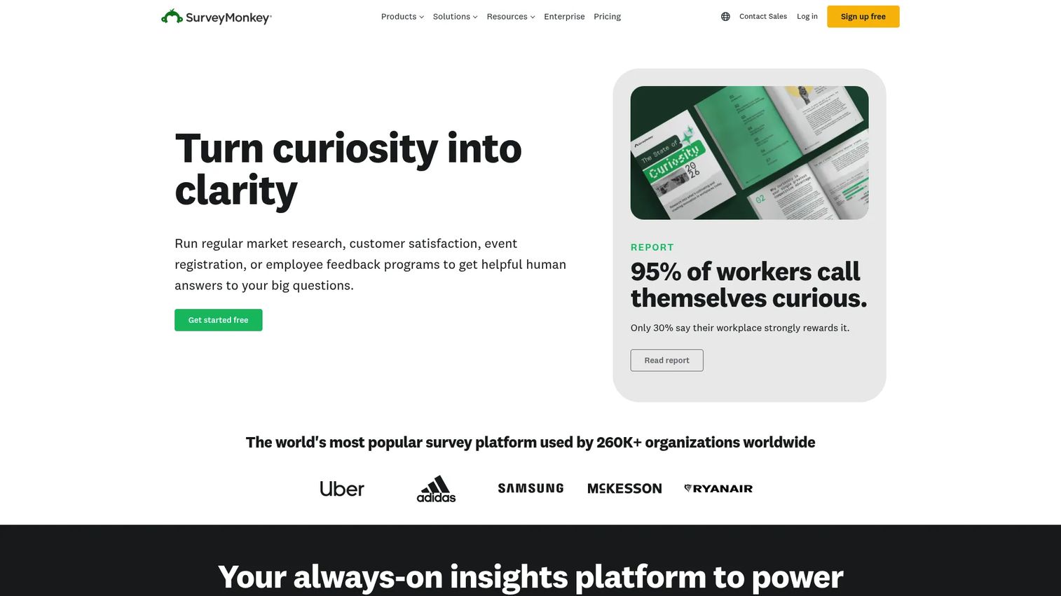 SurveyMonkey homepage screenshot