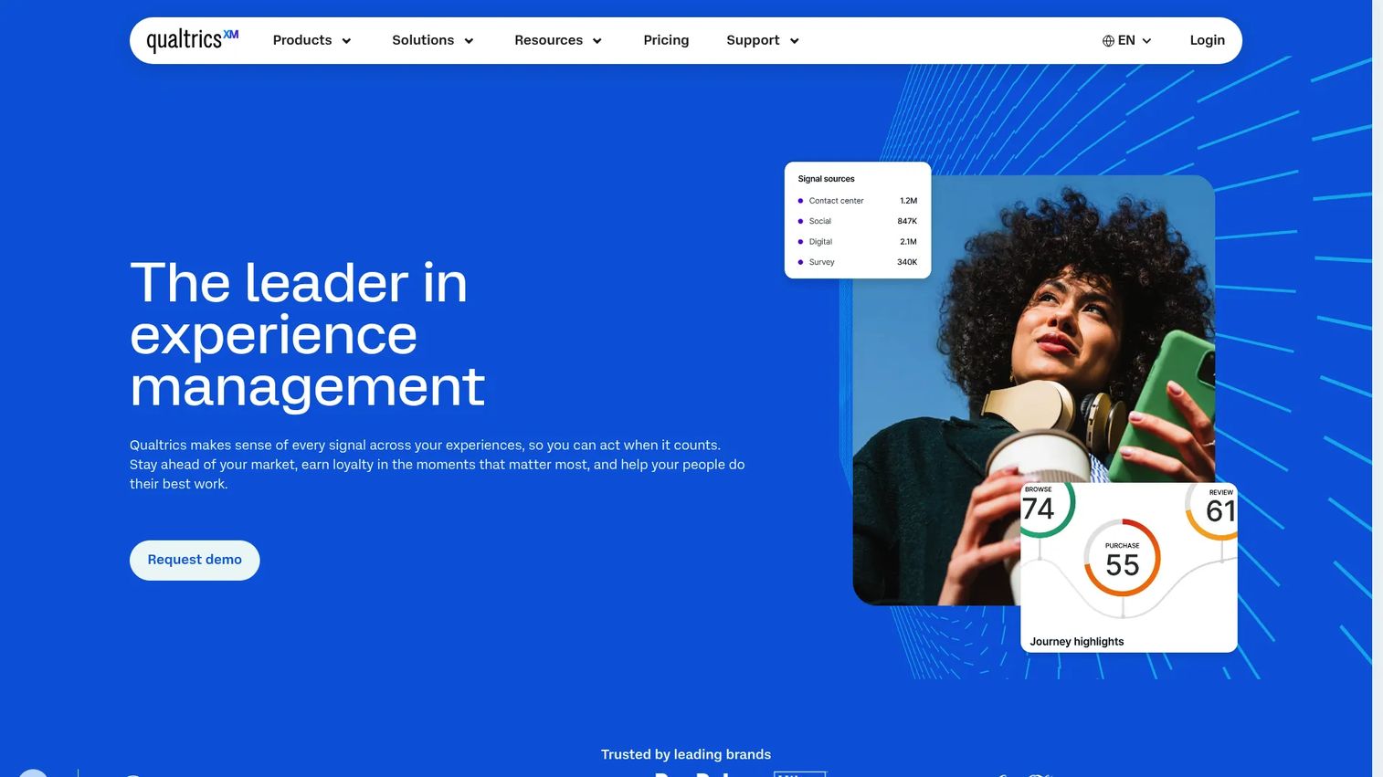 Qualtrics experience management platform homepage