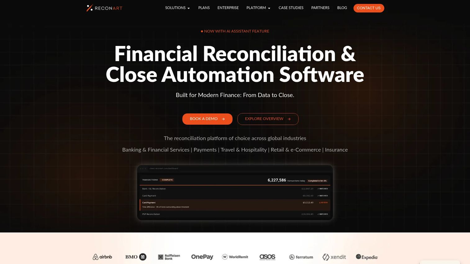 ReconArt financial reconciliation software homepage