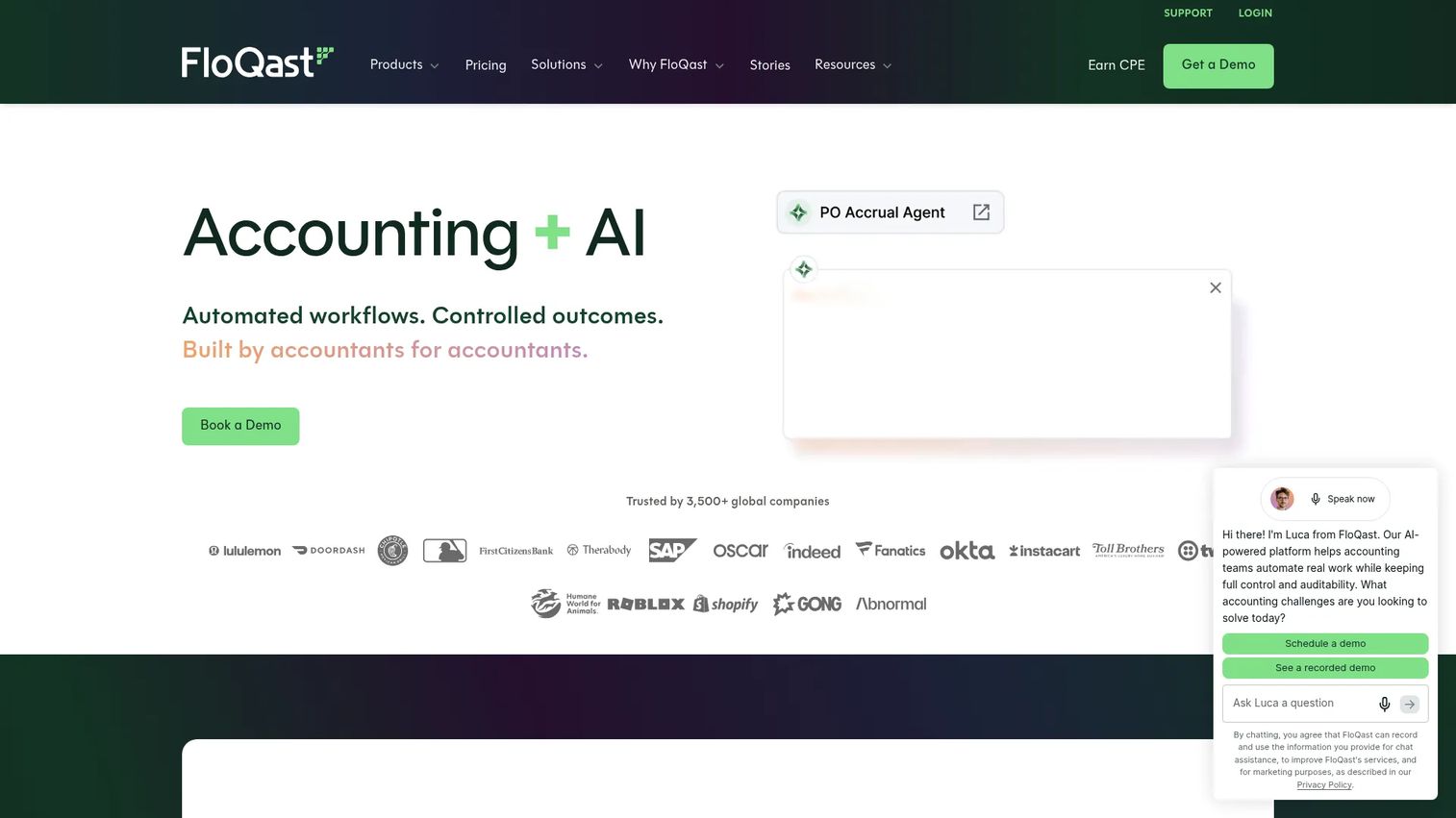 FloQast accounting automation platform homepage
