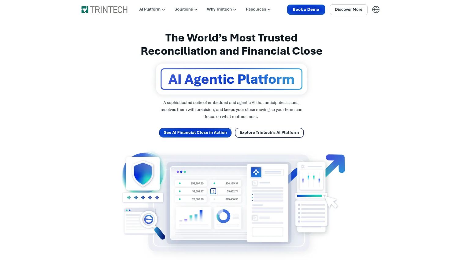 Trintech financial close and reconciliation software homepage