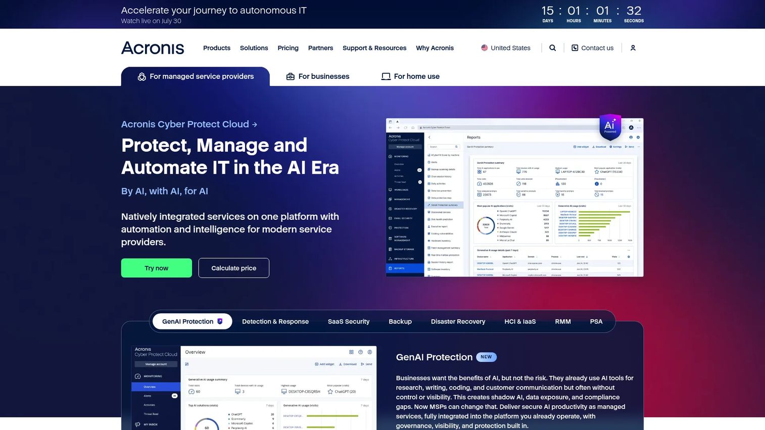 Acronis homepage