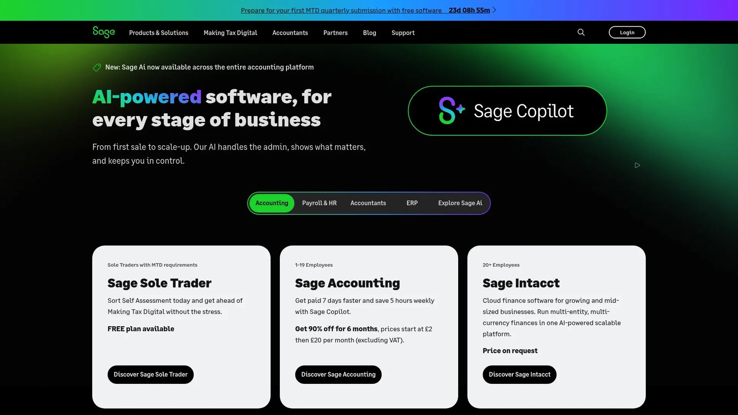 Sage accounting and cash management interface